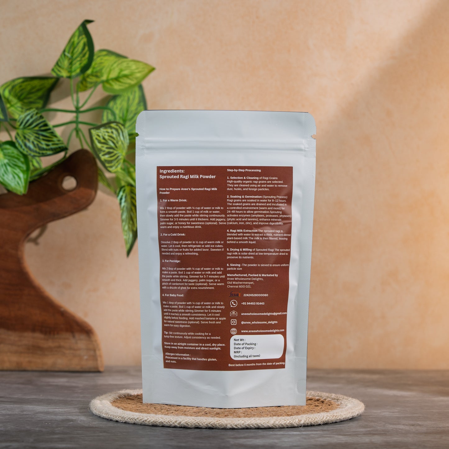 Sprouted Ragi Milk Powder - 100% Naturally Processed