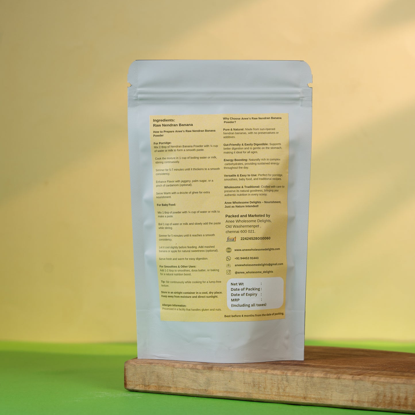 Raw Nendran Banana Powder - Supports Weight Gain - For 6 Months to 60 Years