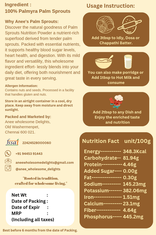 Palm Sprouts Powder - Low GI Superfood For 6 months to 60 years