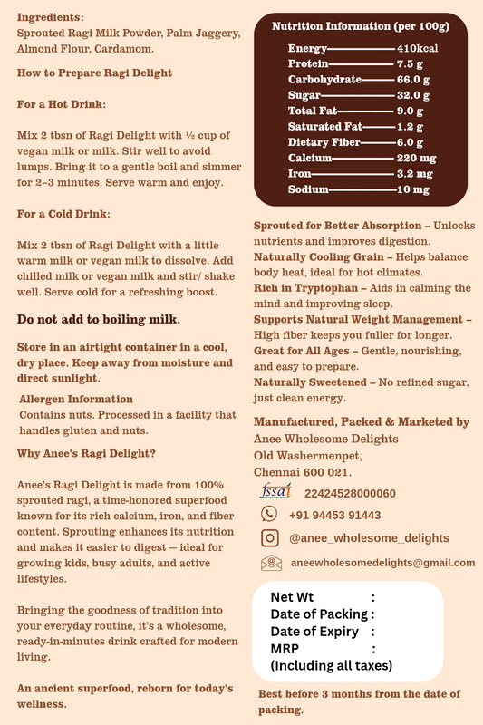 Ragi Delight - 100% Delightful - Traditional Drink Made for Modern Life
